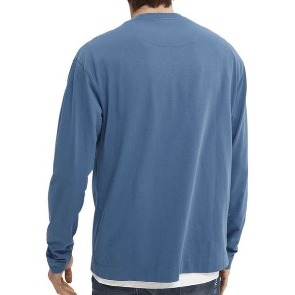 SCOTCH & SODA Grandad Button Neck Long sleeved Shirt, Blue, M - Picture 6 of 8